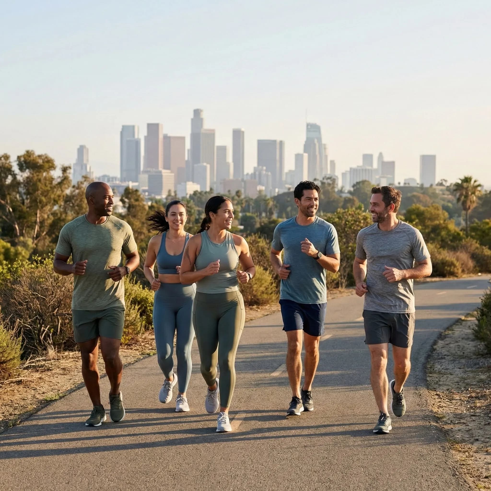 People running together outdoors